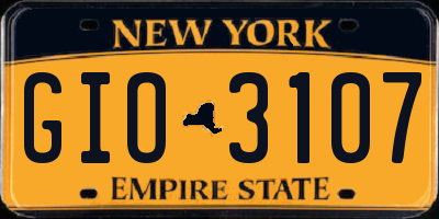 NY license plate GIO3107