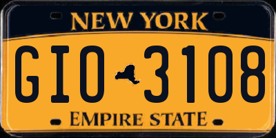 NY license plate GIO3108