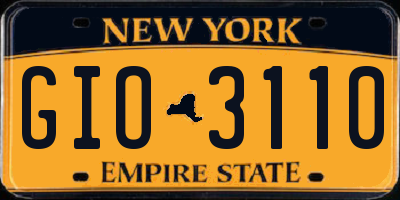 NY license plate GIO3110