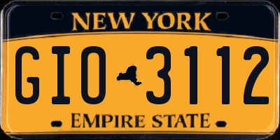 NY license plate GIO3112