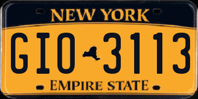NY license plate GIO3113