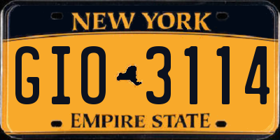 NY license plate GIO3114