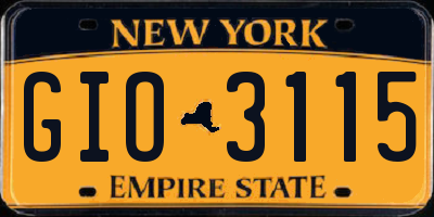 NY license plate GIO3115
