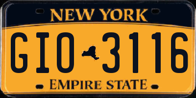NY license plate GIO3116