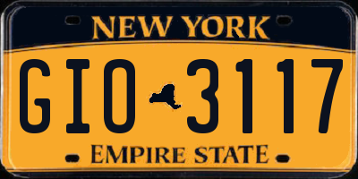 NY license plate GIO3117
