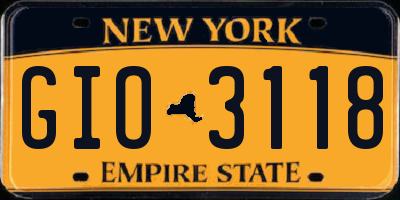 NY license plate GIO3118
