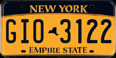 NY license plate GIO3122
