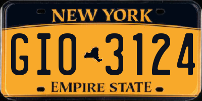 NY license plate GIO3124