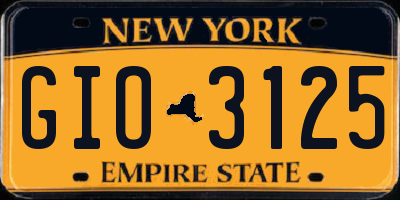 NY license plate GIO3125