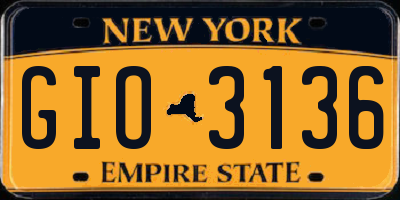 NY license plate GIO3136