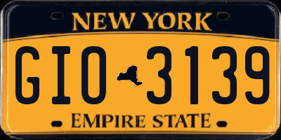 NY license plate GIO3139