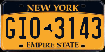 NY license plate GIO3143