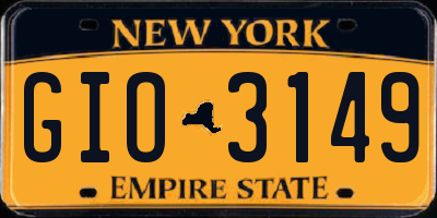 NY license plate GIO3149