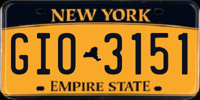 NY license plate GIO3151