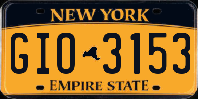 NY license plate GIO3153