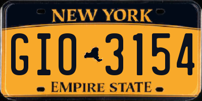 NY license plate GIO3154