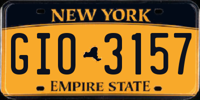 NY license plate GIO3157