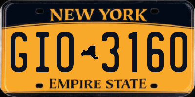 NY license plate GIO3160