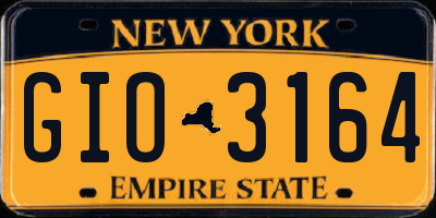 NY license plate GIO3164