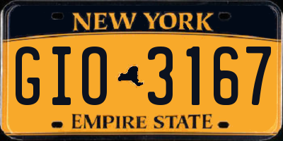NY license plate GIO3167