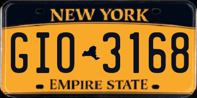 NY license plate GIO3168