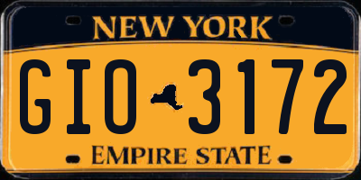 NY license plate GIO3172