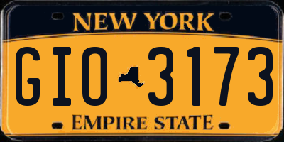 NY license plate GIO3173