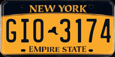 NY license plate GIO3174