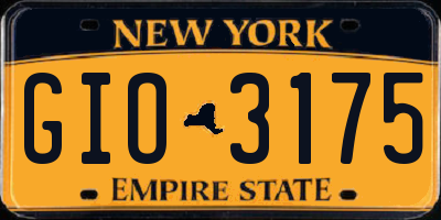 NY license plate GIO3175