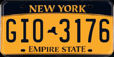 NY license plate GIO3176