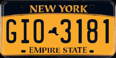 NY license plate GIO3181