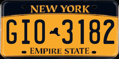 NY license plate GIO3182
