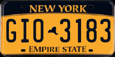 NY license plate GIO3183