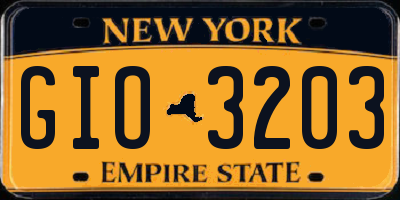 NY license plate GIO3203