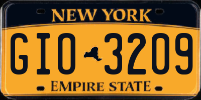 NY license plate GIO3209