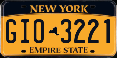 NY license plate GIO3221