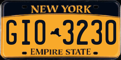 NY license plate GIO3230