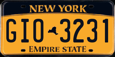 NY license plate GIO3231