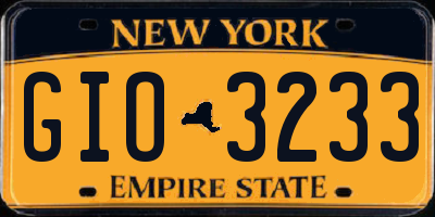 NY license plate GIO3233