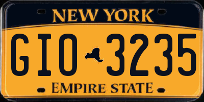 NY license plate GIO3235