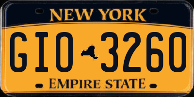 NY license plate GIO3260