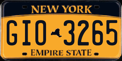NY license plate GIO3265