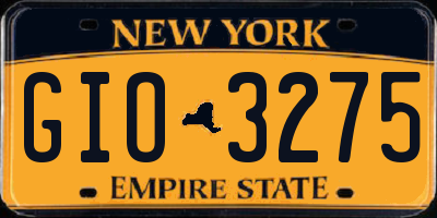 NY license plate GIO3275