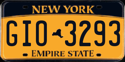 NY license plate GIO3293