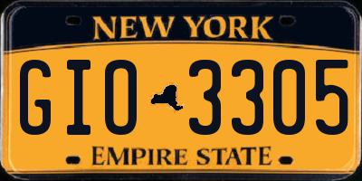 NY license plate GIO3305