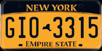 NY license plate GIO3315