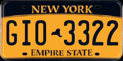 NY license plate GIO3322