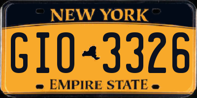 NY license plate GIO3326