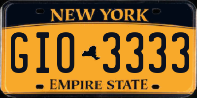 NY license plate GIO3333