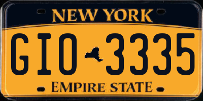 NY license plate GIO3335